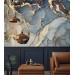 Abstract wall mural blue gold non metallic art wallpaper