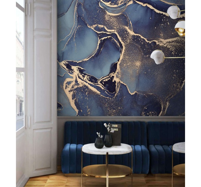 Abstract wallpaper dark blue gold luxury wallpaper