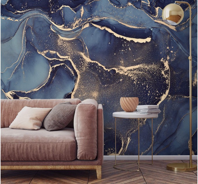 Abstract wallpaper dark blue gold luxury wallpaper