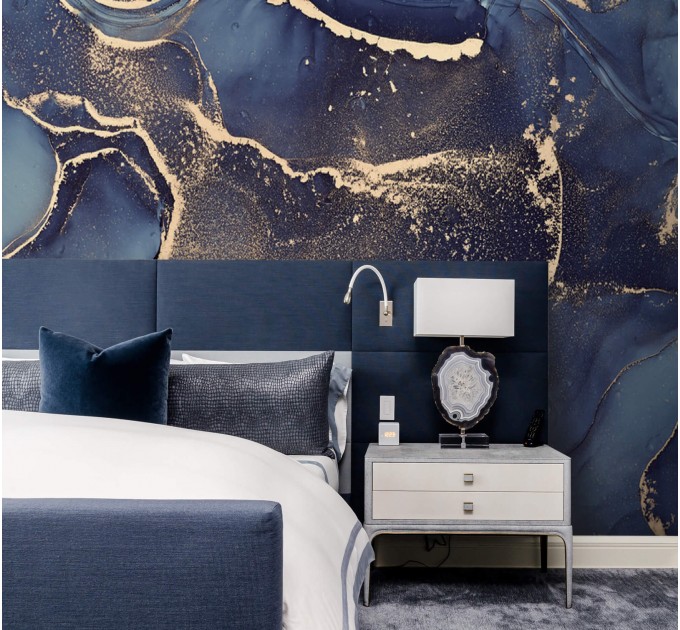 Abstract wallpaper dark blue gold luxury wallpaper