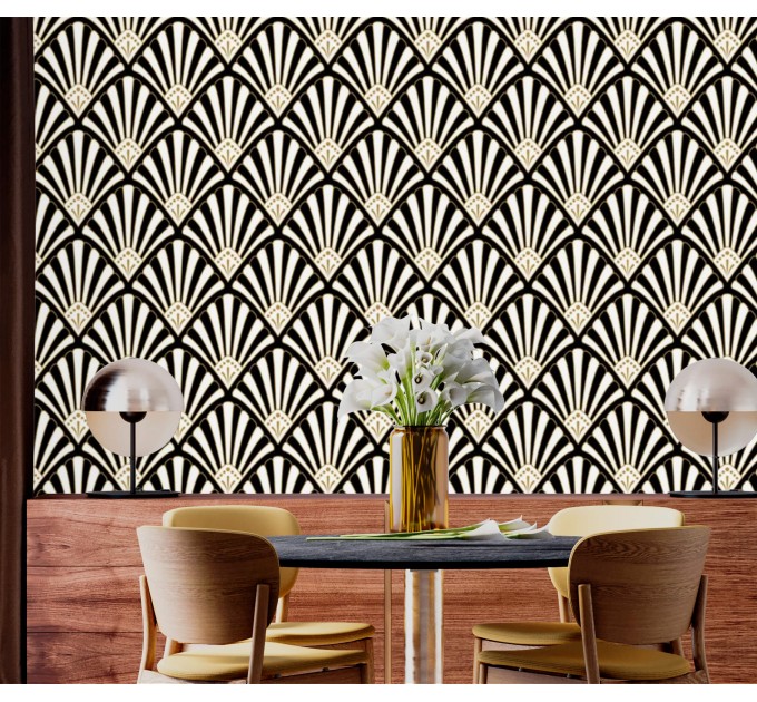 Elegant Art Deco wallpaper fans accent wallpaper