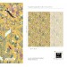 Botanical wallpaper wildflowers, herbs with birds on yellow
