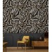 Dark wallpaper gold linear leaves non metallic