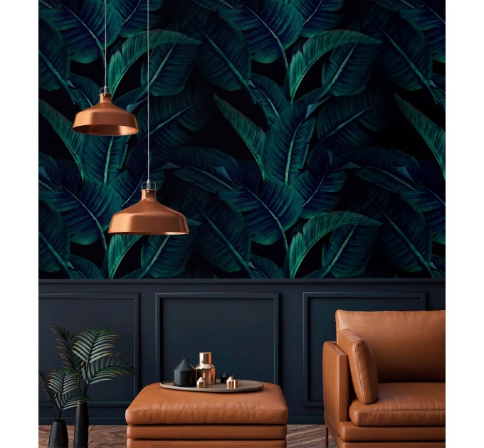 Dark botanical wallpaper leaves, dark academia style