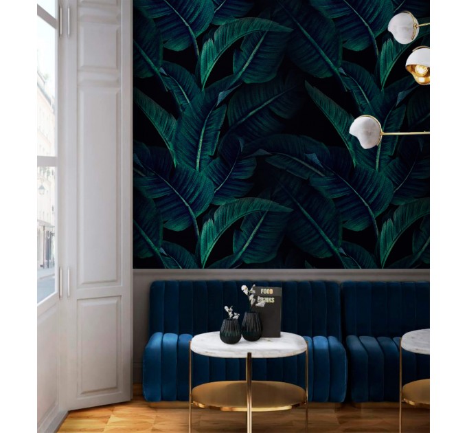 Dark botanical wallpaper leaves, dark academia style