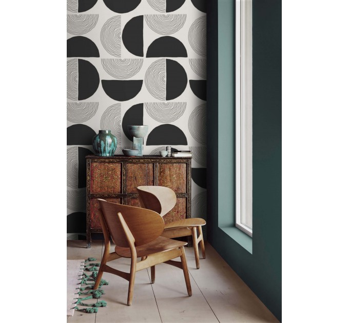 Geometric minimalist wallpaper mid century style