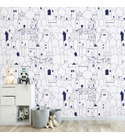Kids room minimalist wallpaper houses Kids room minimalist wallpaper houses