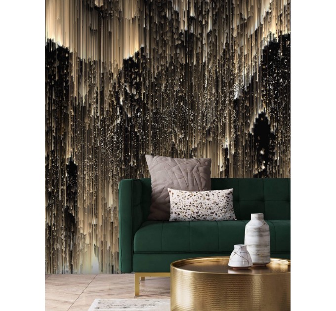 Luxury black gold non metallic abstract wall mural