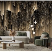 Luxury black gold non metallic abstract wall mural