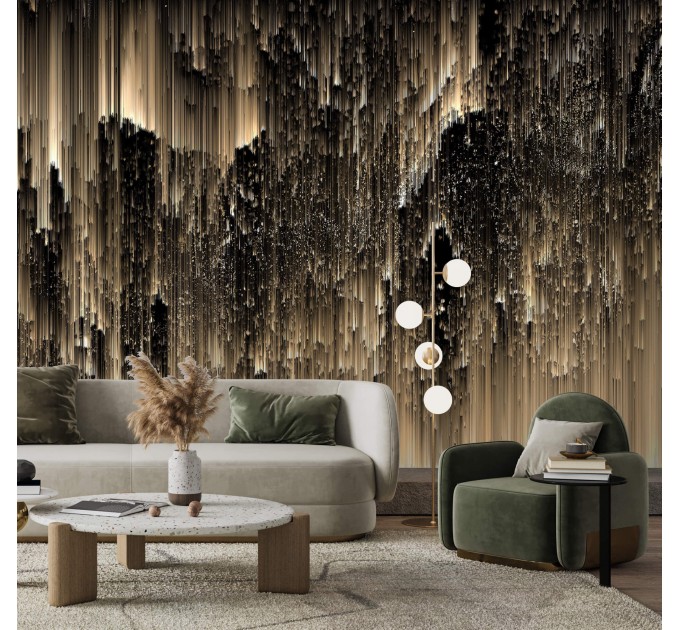 Luxury black gold non metallic abstract wall mural