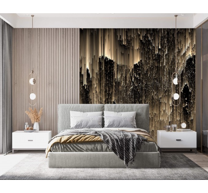 Luxury black gold non metallic abstract wall mural
