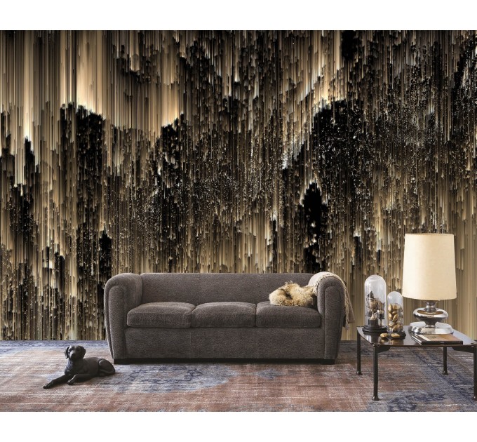 Luxury black gold non metallic abstract wall mural