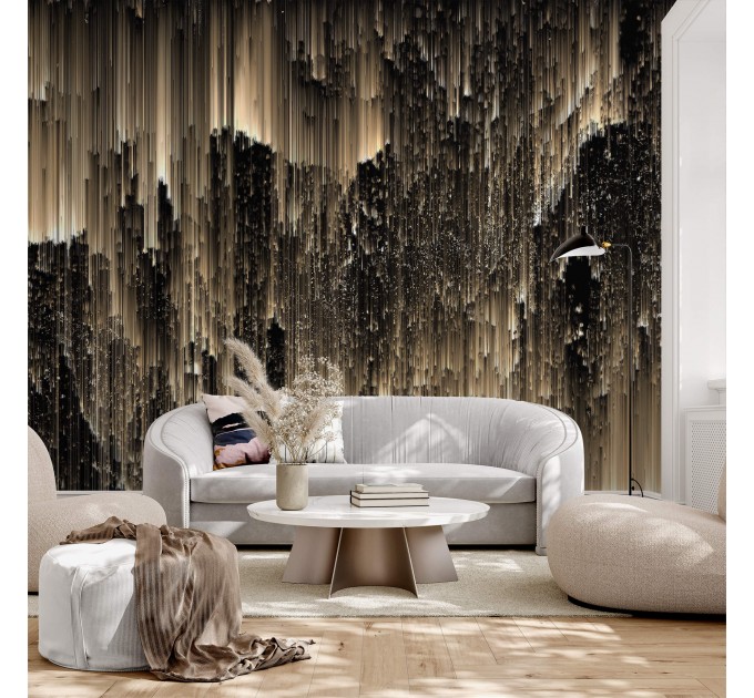 Luxury black gold non metallic abstract wall mural