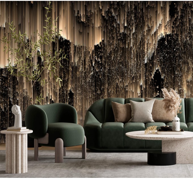 Luxury black gold non metallic abstract wall mural