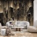 Luxury black gold non metallic abstract wall mural