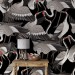 Dark wallpaper cranes - Accent Japanese wall decor