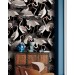 Dark wallpaper cranes - Accent Japanese wall decor