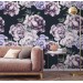 Dark floral wallpaper large peony watercolor flowers