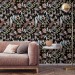Dark botanical floral wallpaper herbs and wildflowers