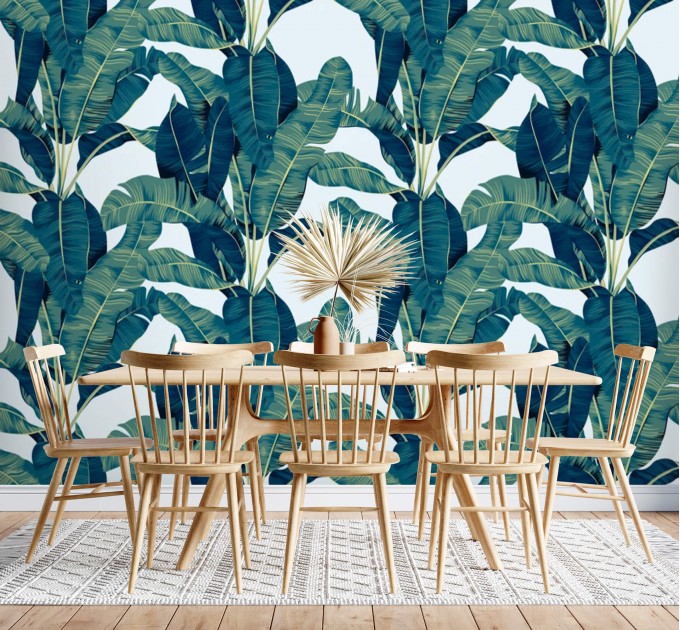 Tropical wallpaper large banana leaves