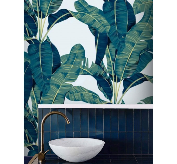 Tropical wallpaper large banana leaves