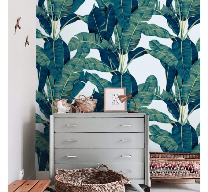 Tropical wallpaper large banana leaves