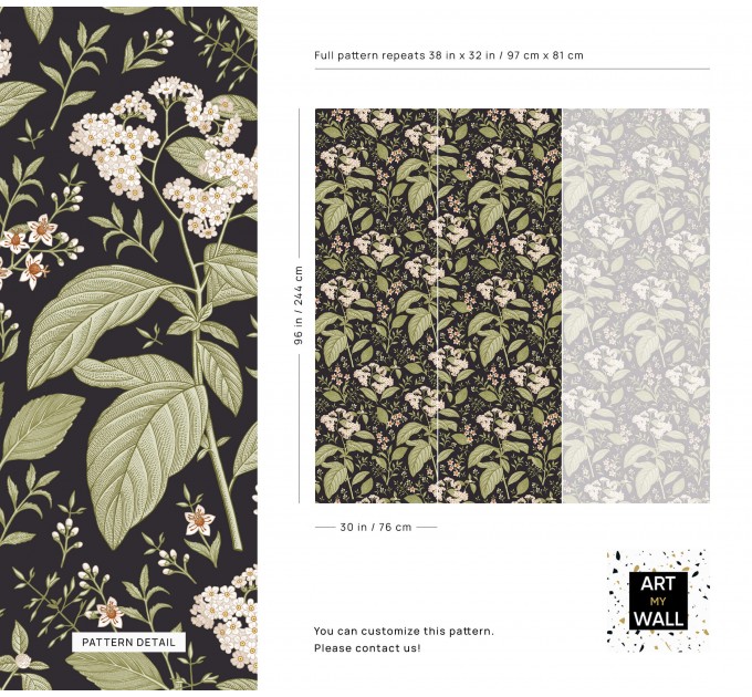 Dark botanical wallpaper vintage herbs and wildflowers