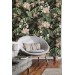 Dark tropical wallpaper Exotic flowers and palm leaves
