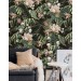 Dark tropical wallpaper Exotic flowers and palm leaves