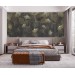 Dark botanical wallpaper mural, large ginkgo leaves
