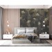 Dark botanical wallpaper mural, large ginkgo leaves