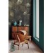Dark botanical wallpaper mural, large ginkgo leaves