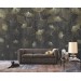 Dark botanical wallpaper mural, large ginkgo leaves