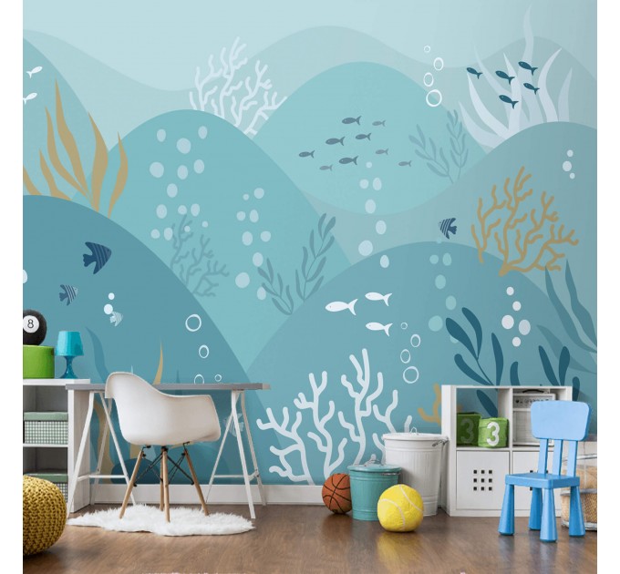 Underwater kids wall mural Baby boy room wall decal