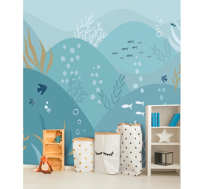 Underwater kids wall mural Baby boy room wall decal
