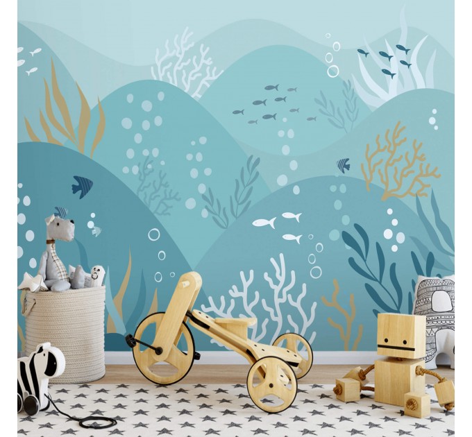 Underwater kids wall mural Baby boy room wall decal