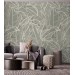 Neutral tropical wallpaper, linear minimalist leaves