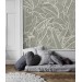 Neutral tropical wallpaper, linear minimalist leaves
