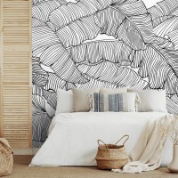 Tropical wallpaper large banana leaves minimalist style