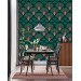 Art deco wallpaper fans deep green mid century wallpaper