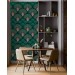 Art deco wallpaper fans deep green mid century wallpaper