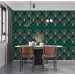 Art deco wallpaper fans deep green mid century wallpaper