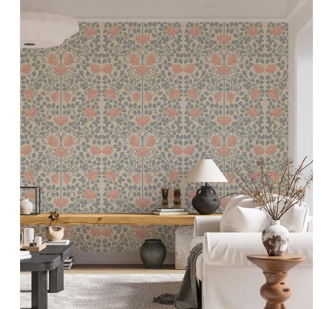 Vintage floral wallpaper pastel flowers