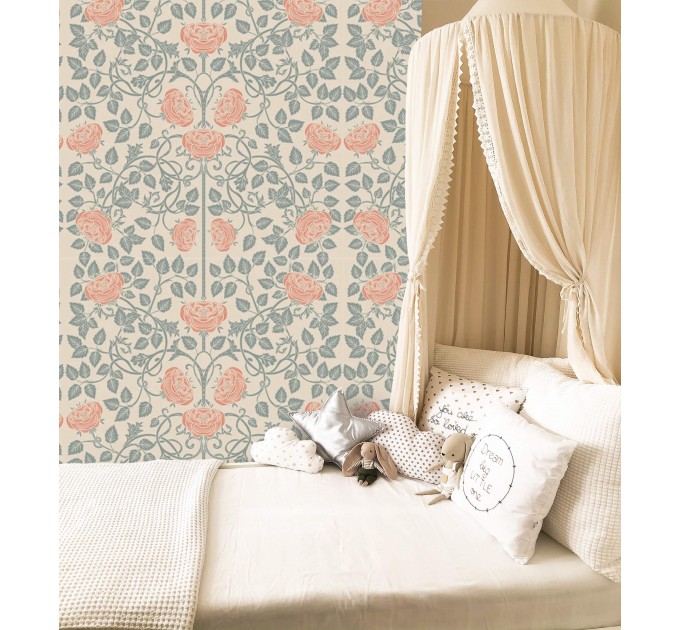 Vintage floral wallpaper pastel flowers