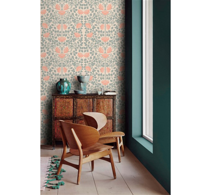 Vintage floral wallpaper pastel flowers