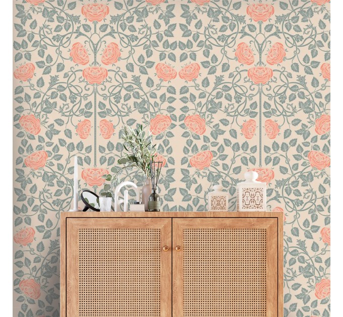 Vintage floral wallpaper pastel flowers