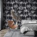 Black and white palm tree wallpaper, bold tropical decor