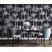 Black and white palm tree wallpaper, bold tropical decor
