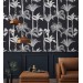Black and white palm tree wallpaper, bold tropical decor