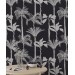 Black and white palm tree wallpaper, bold tropical decor